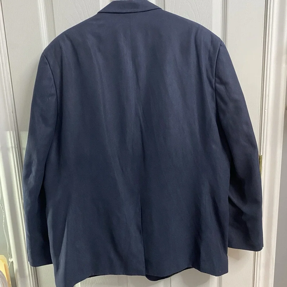 Chaps Navy Blue‎ Men's Sport Coat 48R Lined Jacket. Suede Feel